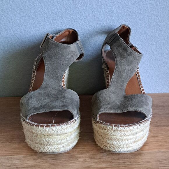 Franco Sarto Women’s 8.5 38.5 Olive Suede Espadrille Wedge Sandals Summer - Picture 2 of 9